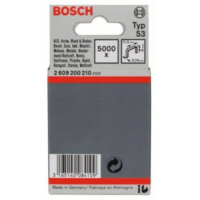 BOSCH  2609200210 Lot De 1000 Agrafes Fines Type 53 11,4 X 0,74 X 8 Mm