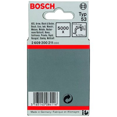 BOSCH  2609200213 Agrafe &agrave; Fil Fin Type 53 11,4 X 0,74 X 14 Mm