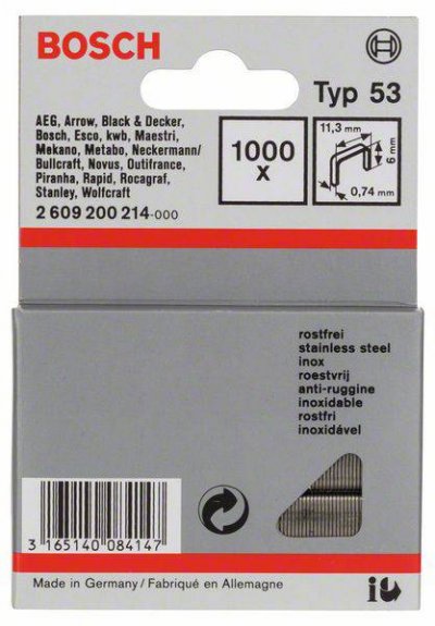 BOSCH  2609200214 Agrafe &agrave; Fil Fin Type 53 11,4 X 0,74 X 6 Mm