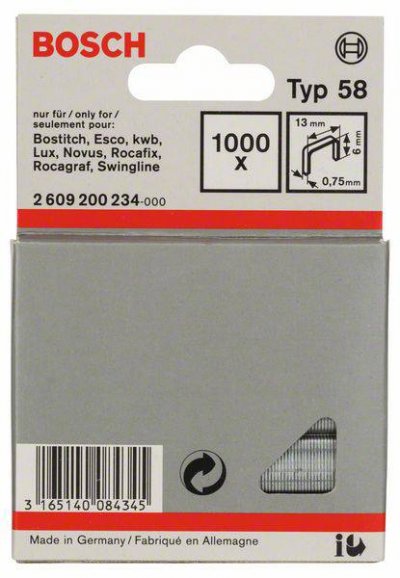 Bosch 2609200234 Agrafe &agrave; Fil Fin De Type 58 13 X 0,75 X 6 Mm