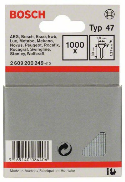BOSCH ACCESSORIES Bosch 2609200249 Clou Type 47 1,8 X 1,27 X 30 Mm, 1000 Pi&egrave;ces