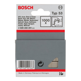 BOSCH  2609200291 Agrafes 11,4 / 4 Mm 1000 Pi&egrave;ces Type 5