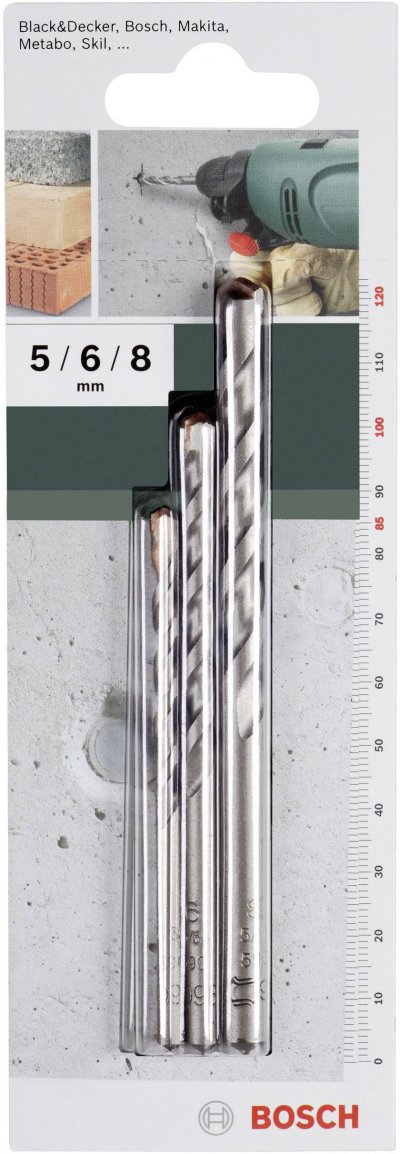 GENERIQUE Bosch 2609255416 Set De 3 Forets &agrave; B&eacute;ton Iso 5468 Diam&egrave;tres 5/6/8