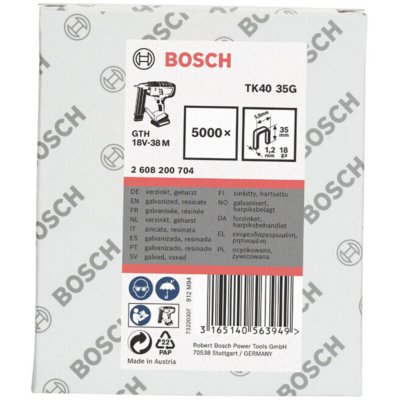 BOSCH  - 5000 Agrafes &agrave; dos &eacute;troit L:35mm Galvanis&eacute;es pour GTK 40 Pro