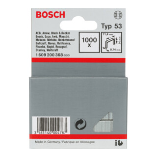 BOSCH ACCESSORIES  1609200368 Agrafes 14 / 11,4 mm 1000 pi&egrave;ces Type 53
