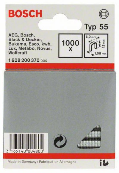 BOSCH ACCESSORIES  1609200370 Agrafes 12 / 6 mm 1000 pi&egrave;ces