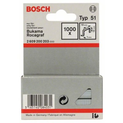 BOSCH  Accessories 2609200203 Agrafes 14 / 10 mm 1000 pi&egrave;ces Type 51