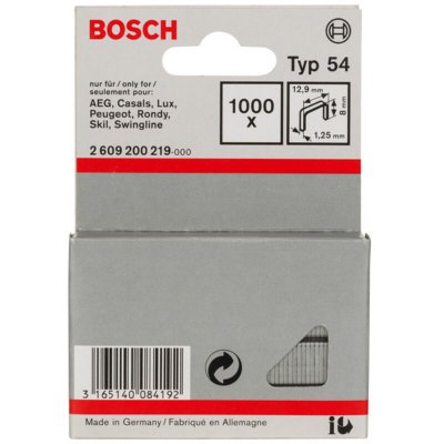BOSCH  Accessories 2609200219 Agrafes 8 / 12,9 mm 1000 pi&egrave;ces Type 54
