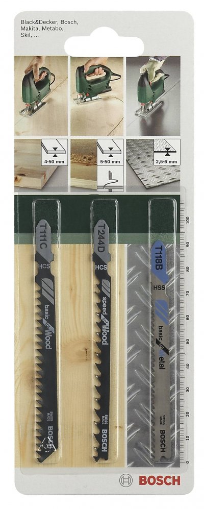 BOSCH ACCESSORIES  2609256741 Lot de 3 lames de scie sauteuse