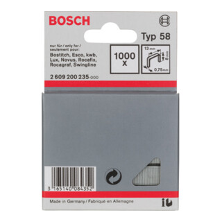 BOSCH ACCESSORIES  Agrafe &agrave; Fil Fin de Type 58, 13mm x 8mm, Lot de 1000
