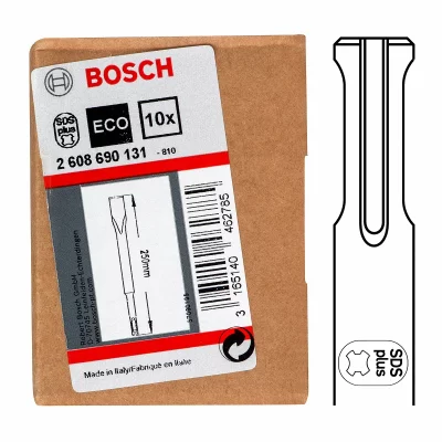BOSCH  Accessories Burin Plat SDS-plus, 20mm x 250mm, Lot de 10