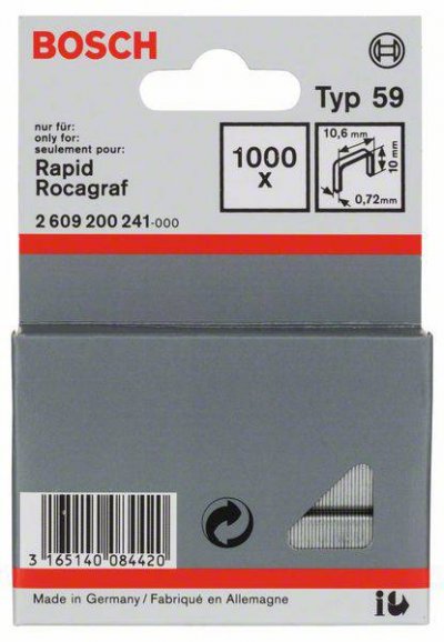 BOSCH  agrafes a fil fin type 59 - 10,6 x 0,72 x 10 mm - lot de 1000