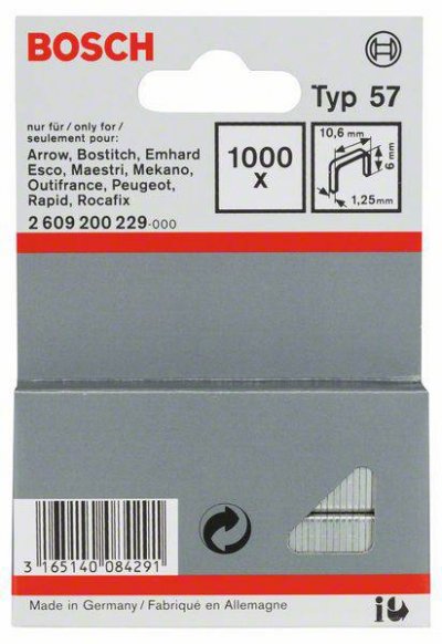 BOSCH  Agrafes a fil plat type 57 - 10.6 x 1.25 x 6 mm