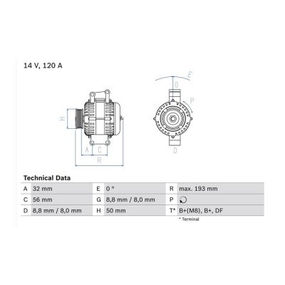 BOSCH  Alternateur 0 986 047 660 JEEP GRAND CHEROKEE