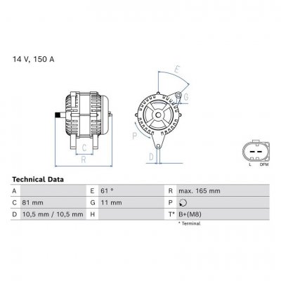 BOSCH  - Alternateur 0 986 082 310 - R&eacute;f. 0986082310