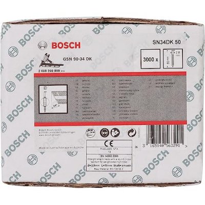 BOSCH ACCESSORIES Bosch Clou en bande t&ecirc;te D SN34DK 50 2,8 mm, 50 mm, m&eacute;tallique, lisse