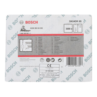 BOSCH  Clou en bande t&ecirc;te D SN34DK 65 2,8 mm, 65 mm, m&eacute;tallique, lisse
