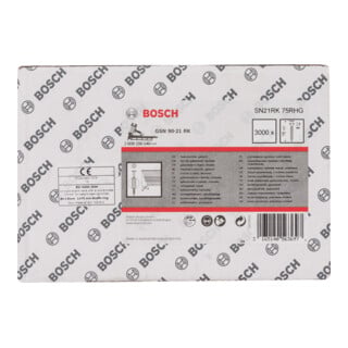 BOSCH  Clou en bande t&ecirc;te ronde SN21RK 75RHG 2,8 mm, 75 mm, galvanis&eacute; &agrave; chaud, rainur&eacute;