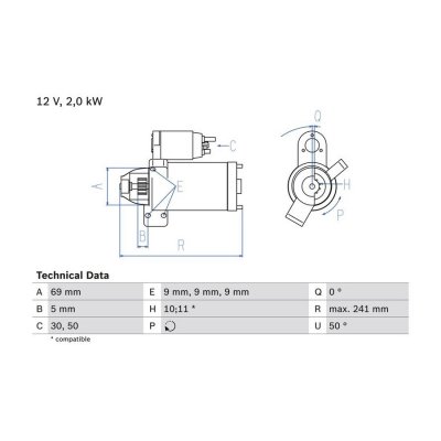 BOSCH  D&eacute;marreur 0 986 022 670 BMW S&eacute;rie 3