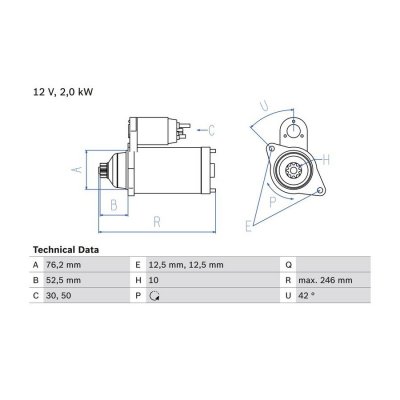 BOSCH  D&eacute;marreur pour AUDI: A3, A2 (Ref: 0 986 017 460)