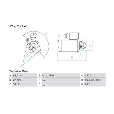 BOSCH  D&eacute;marreur pour MERCEDES-BENZ: Transporter, T1 (Ref: 0 986 013 910)