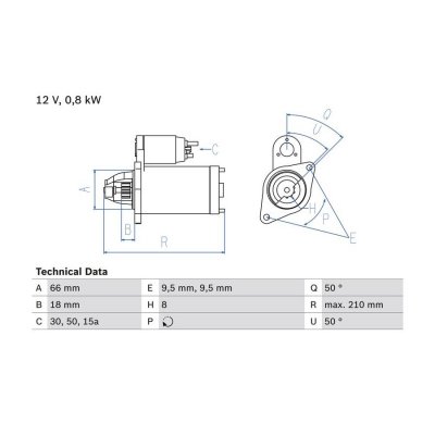 BOSCH  D&eacute;marreur pour SUZUKI: Samura&iuml;, SJ 410, LJ80 (Ref: 0 986 012 881)