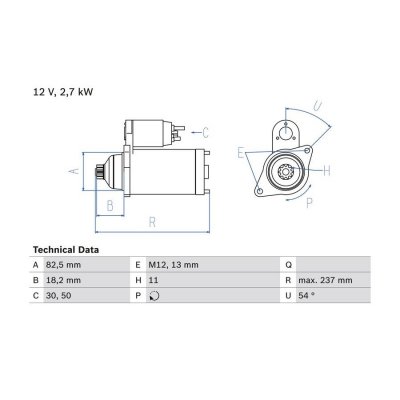 BOSCH  D&eacute;marreur pour TOYOTA: Hiace, Land Cruiser, Hilux, Dyna (Ref: 0 986 020 591)