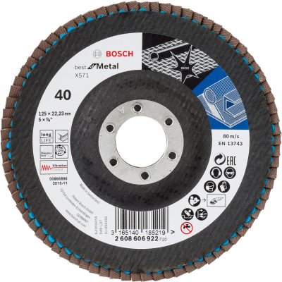 BOSCH  Disque &agrave; lamelles, plateau diam&egrave;tre 125mm - Grain 40