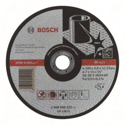 BOSCH  disque a tron&ccedil;onner a moyeu plat expert for inox diametre - 180 x 3mm