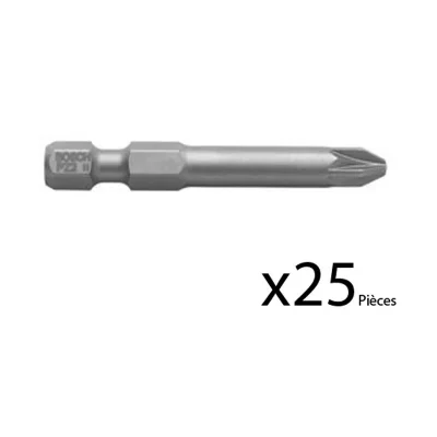 BOSCH  Embout cruciforme PZ 2 - Forme: E 6.3 - Lot de 25