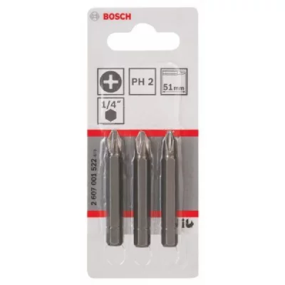 BOSCH  Embout de vissage court et long cruciforme Phillips - 51 mm