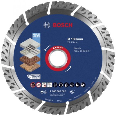 BOSCH  Expert Multimaterial 180x2.4x12 Mm Diamond Cut Disc Argent&eacute;