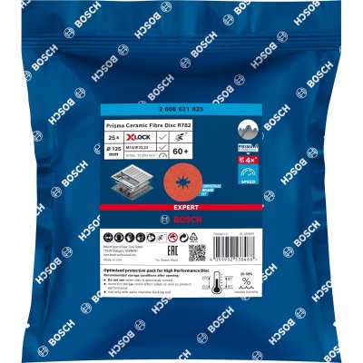 BOSCH  Expert R782 X-lock 125 Mm Gr60+ 125 Mm Eccentric Griptape 25 Units Orange