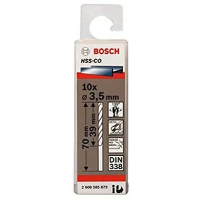 BOSCH  Forets &agrave; m&eacute;taux rectifi&eacute;s HSS-Co, DIN 338 3,5 x 39 x 70 mm