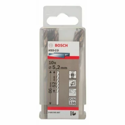 BOSCH  Forets &agrave; m&eacute;taux rectifi&eacute;s HSS-Co, DIN 338 5,2 x 52 x 86 mm