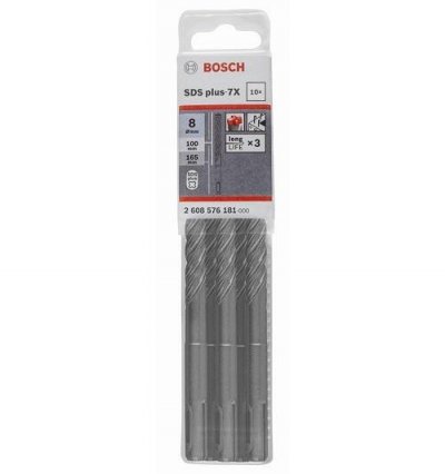 BOSCH  Forets SDS-plus-7X pour perforateur 8 x 100 x 165 mm - 2608576181