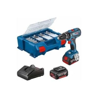 BOSCH PROFESSIONAL Bosch Gsb 18v-21 2x4.0ah Gal Set 82 Acc L-case Hammer Drill Argent&eacute;