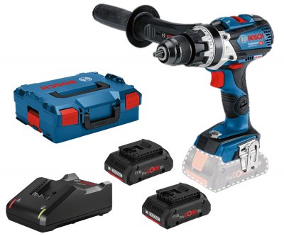 BOSCH  Gsb18v-110c+2x4.0ah Proc+gal18v-40+l-boxx Hammer Drill Argent&eacute;
