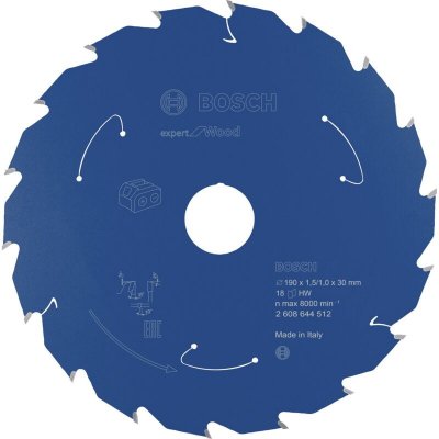 BOSCH  Lame de scie circulaire Expert for Wood, 190 x 1,5/1 x 30, 18 dents - 2608644512