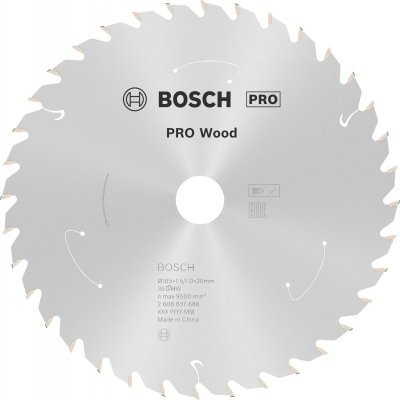 BOSCH  Lame de scie circulaire Standard for Wood pour scies sans fil 165x1.5-1x20, T36 - 2608837686