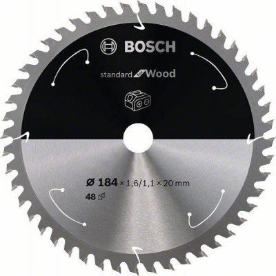 Bosch Lame de scie circulaire Standard for Wood pour scies sans fil 184x1.6/1.1x20, T48 - 2608837703