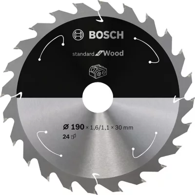 BOSCH  Lame de scie circulaire Standard for Wood pour scies sans fil 190x1.6/1.1x30, T24 - 2608837708
