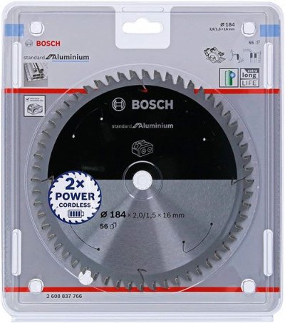 AMICA Bosch - Lame de scie circulaire Standard pour aluminium, 184x2/1.5x16, 56 dents