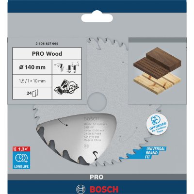 BOSCH  - Lame pro Wood cordless pour scies circulaires 140 x 1,5 x 10 mm - 2608837669
