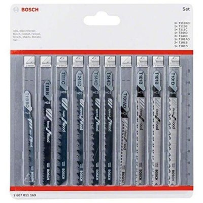BOSCH  Lames de scie sauteuse Wood, set de 10 pi&egrave;ces - 2607011169