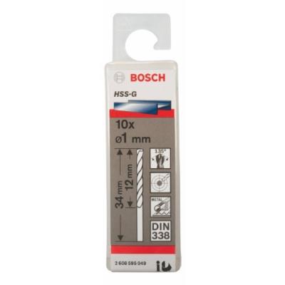 BOSCH  Lot de 10 forets pour le m&eacute;tal - HSS 1 mm - Longueur 34 mm - DIN 338