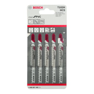 BOSCH  - Lot de lames de scie sauteuse Clean for pvc - T102H - x 5