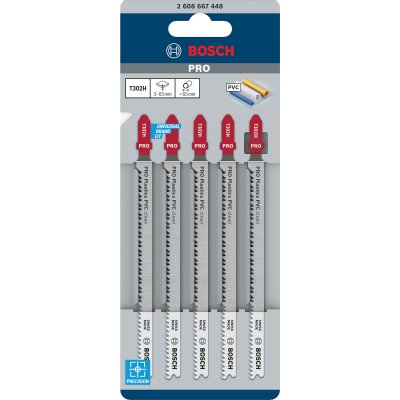 BOSCH  - Lot de lames de scie sauteuse Clean for pvc T302H - x 5