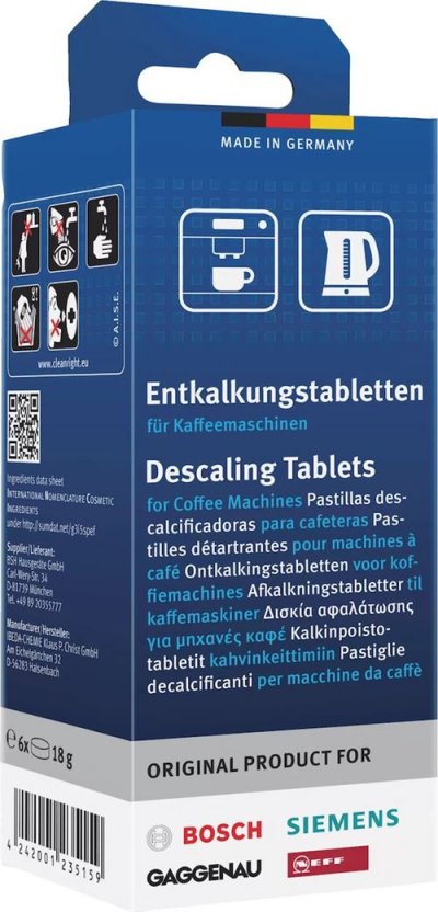  Bosch Pastilles d&eacute;tartrantes cafeti&egrave;re - Bo&icirc;te de 6