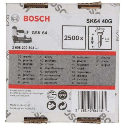 BOSCH  Pointe &agrave; t&ecirc;te frais&eacute;e SK64 40G 1,6 mm, 40 mm, galvanis&eacute;